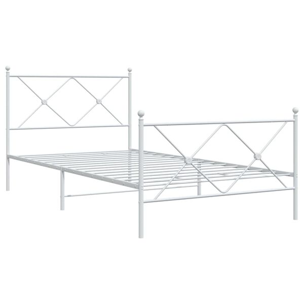 vidaXL Bed Frame White Steel 39.4 x 78.7 in Bed Frame Rectangular