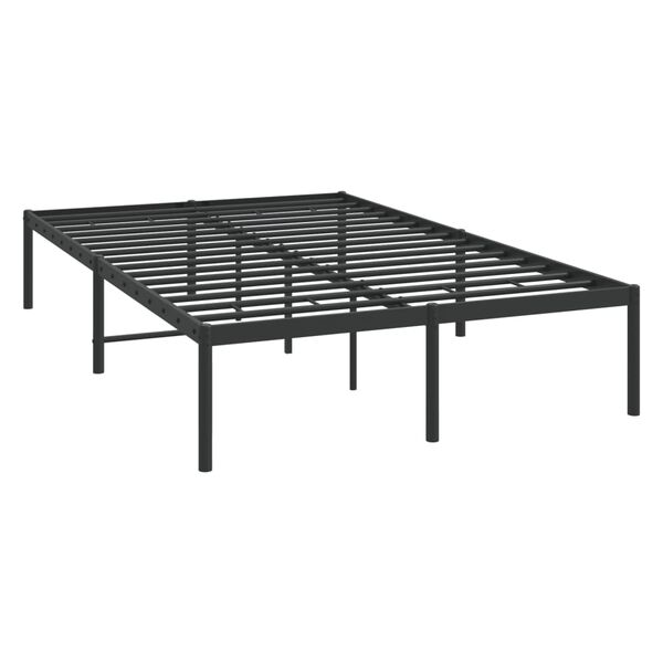 vidaXL Bed Frame Black Powder-Coated Steel 4.0 x 6.3 ft Small Double