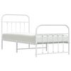 vidaXL Bed Frame White Powder-Coated Steel Single Bed Frame