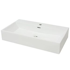 vidaXL Basin with Faucet Hole Ceramic White 29.9"x16.7"x5.7"