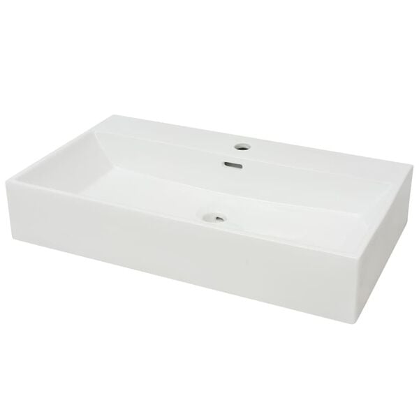 vidaXL Basin with Faucet Hole Ceramic White 29.9"x16.7"x5.7"