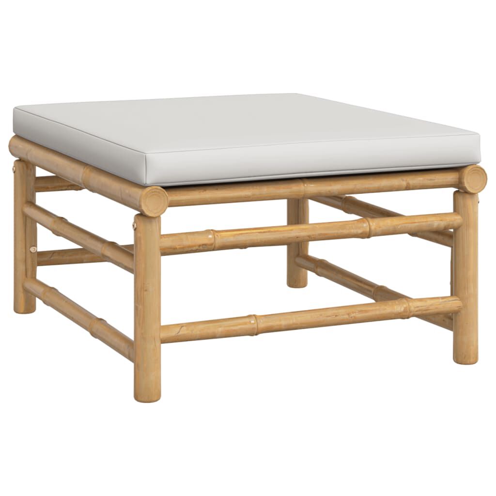 vidaXL Garden Lounge Set Light Grey Bamboo and Polyester 10 Piece Set