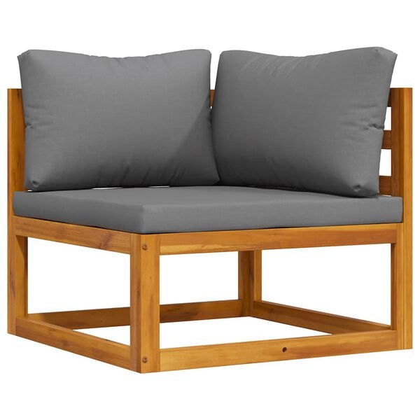 vidaXL Corner Sofa Dark Grey Solid Acacia wood, 100% polyester Standard
