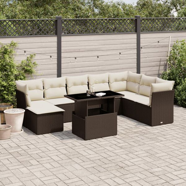 vidaXL Garden Sofa Set Brown, Cream White