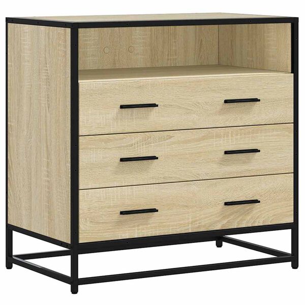 vidaXL Drawer Cabinet Sonoma oak Engineered wood, metal Medium