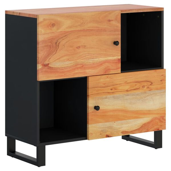 vidaXL Sideboard Natural and Black Solid Acacia Wood and Iron Medium
