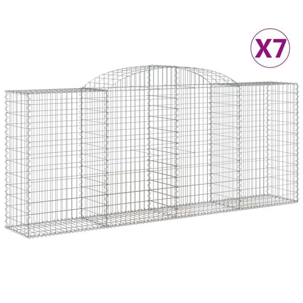 vidaXL Gabion Basket Set of 7 Silver Galvanized iron Large Durable