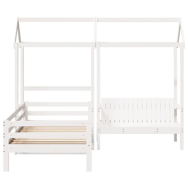 vidaXL Day Bed And Bench Set White Solid pine wood, Plywood Single size