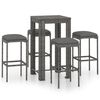vidaXL Garden Bar Set Grey PE rattan, powder-coated steel, 100% polyester