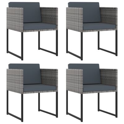 vidaXL 9 Piece Patio Dining Set with Cushions Poly Rattan Gray