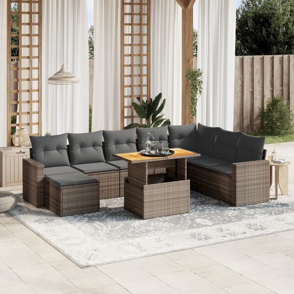 vidaXL Garden Sofa Set Grey with dark grey cushions