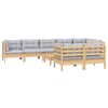 vidaXL Garden Lounge Set Grey Cushion, Pinewood Frame