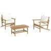 vidaXL Garden Lounge Set Bamboo with cream white cushions