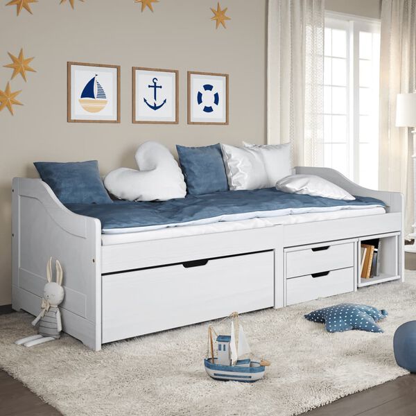 vidaXL Day Bed White Solid pinewood, engineered wood Twin Day Bed