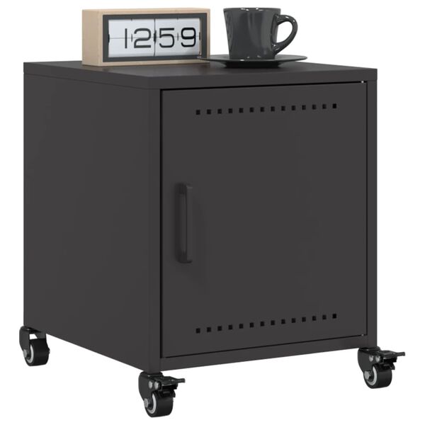 vidaXL Bedside Cabinet Black Cold-rolled steel 14.2 x 15.4 x 17.1 in