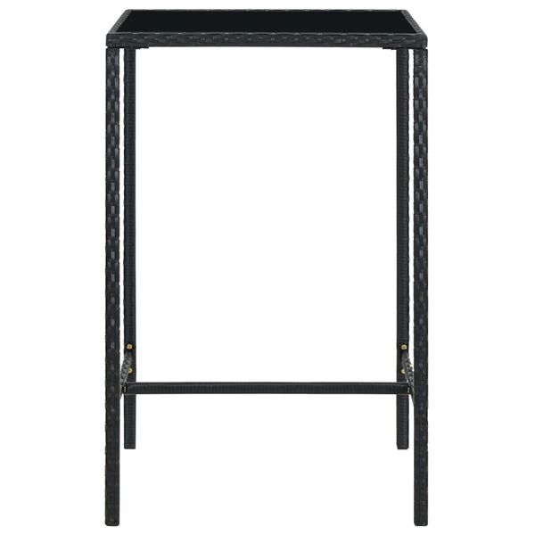 vidaXL Garden Bar Set Black PE rattan, powder-coated steel, tempered glass