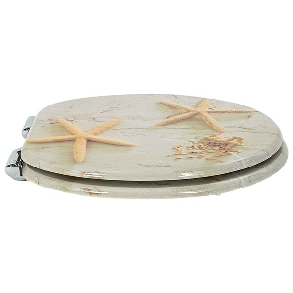 vidaXL WC Toilet Seats 2 pcs with Soft Close Lids MDF Starfish Design
