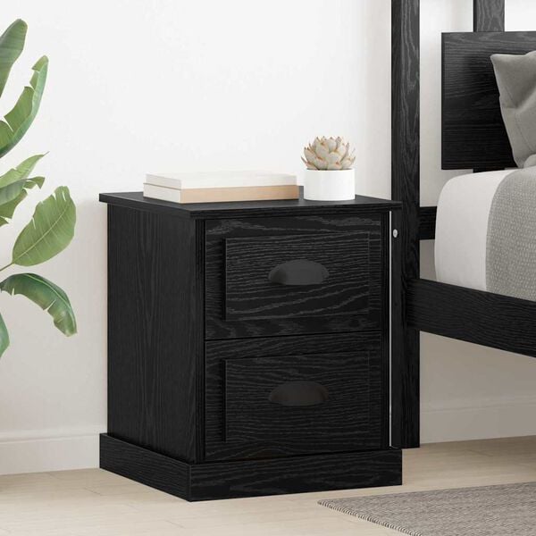 vidaXL Bedside Cabinet Black Oak 39 x 39 x 47.5 cm Engineered Wood