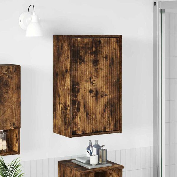 vidaXL Bathroom Cabinet with Door Smoked Oak 15.35 x 9.25 x 25.59 in