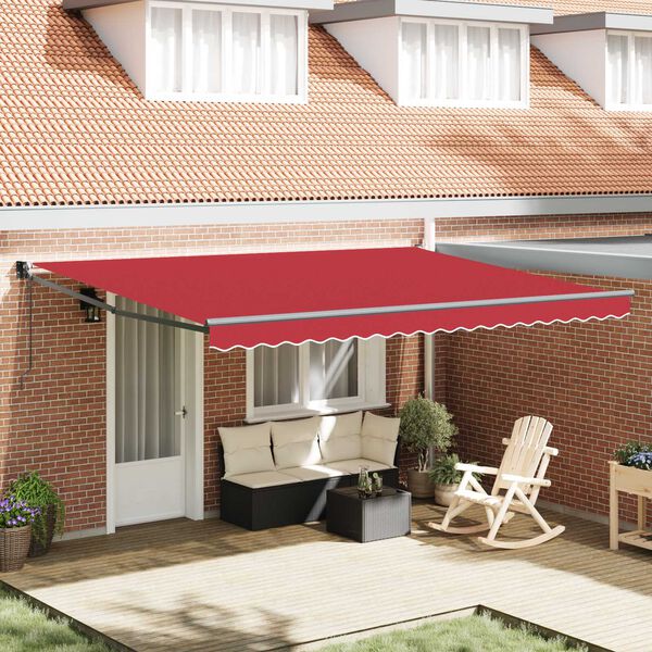 vidaXL Awning Retractable Red 177.17" x 118.11" Polyester and metal