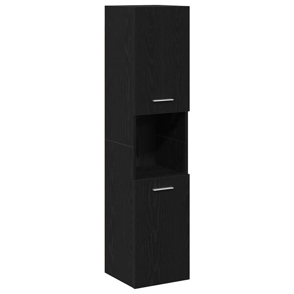 vidaXL Bathroom Cabinet with Shelf Black Oak 11.81 x 11.81 x 51.18 in