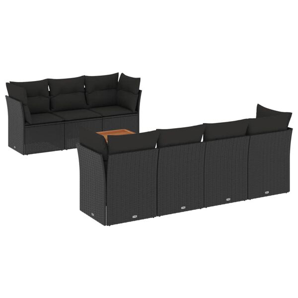 vidaXL Garden Sofa Set Black Poly Rattan Adjustable Feet Garden Sofa Set