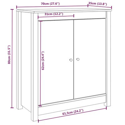 vidaXL Sideboards 2 pcs White 27.6"x13.8"x31.5" Solid Wood Pine