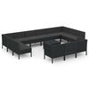 vidaXL Garden Lounge Set Black PE rattan, powder-coated steel, polyester