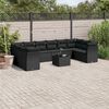 vidaXL Garden Sofa Set Black PE rattan, powder-coated steel, tempered glass