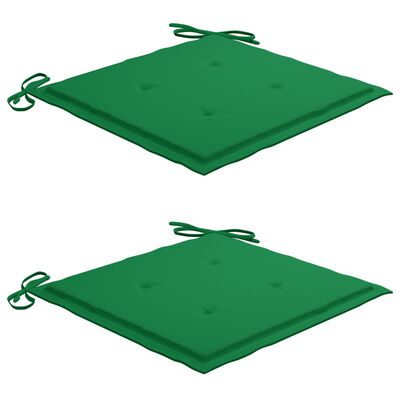 vidaXL 3 Piece Bistro Set with Green Cushions Solid Teak Wood