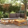 vidaXL Garden Sofa Grey Solid acacia wood, PE rattan 2-seater Modular
