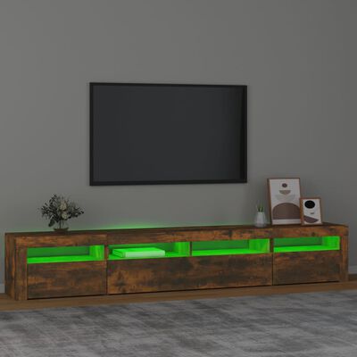 vidaXL TV Stand with LED Lights Smoked Oak 94.5"x13.8"x15.7"
