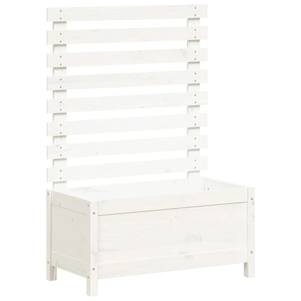 vidaXL Patio Planter with Rack White 31.1x15.6x44.9" Solid Wood Pine