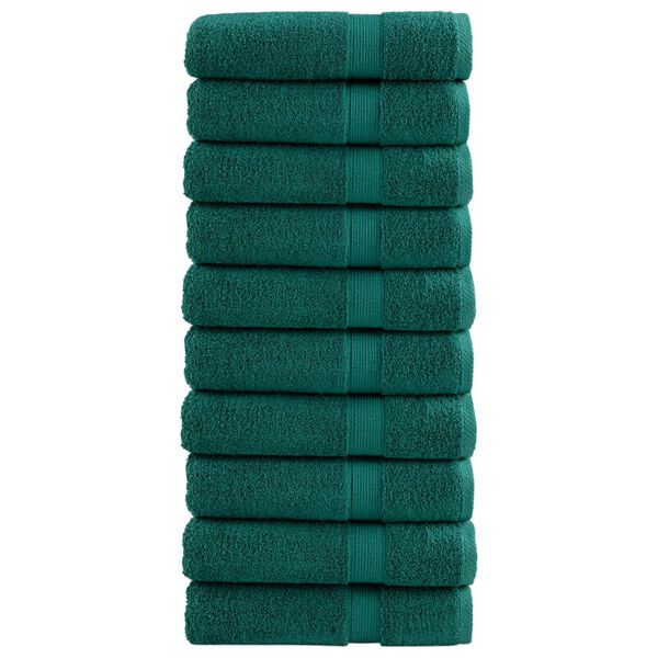 vidaXL Shower Towel Set of 10 Green 100% cotton 27.6 x 55.1 in Durable