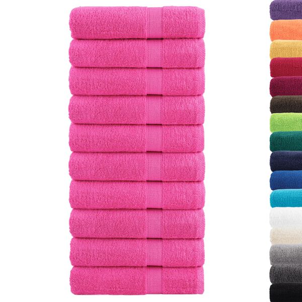 vidaXL Shower Towel Set of 10 Pink 100% Cotton 27.6 x 55.1 in
