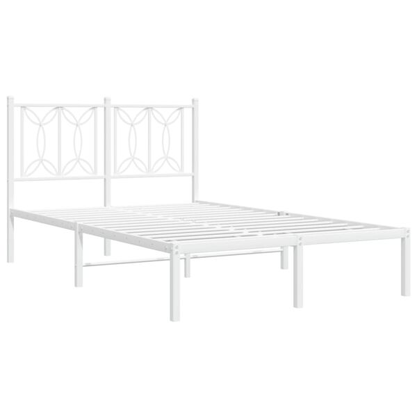 vidaXL Bed Frame White Steel Full Metal Bed Frame Rectangular Modern