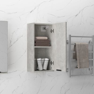 vidaXL Wall-mounted Bathroom Cabinet Concrete Gray 12.6"x7.9"x26.4"