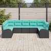 vidaXL Sofa Set with Cushion Black Synthetic: Poly Rattan