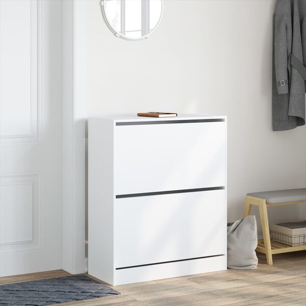 vidaXL Shoe Cabinet White Engineered wood Compact Shoe Cabinet