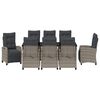 vidaXL Garden Dining Set with Cushion 9 pcs Grey Poly Rattan