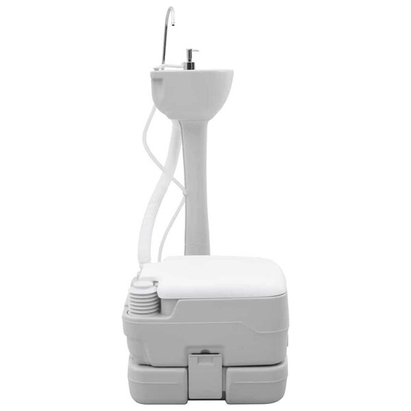 vidaXL Camping Toilet 2 pcs Grey and White High-density polyethylene