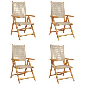 vidaXL Garden Chair Set of 4 Beige Solid acacia wood, PE rattan Standard
