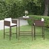 vidaXL Garden Bar Set Brown PE rattan, powder-coated steel, tempered glass