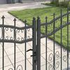 vidaXL Fence Gate with Spear Top Black 120.1"x 49.2" Powder-coated Steel