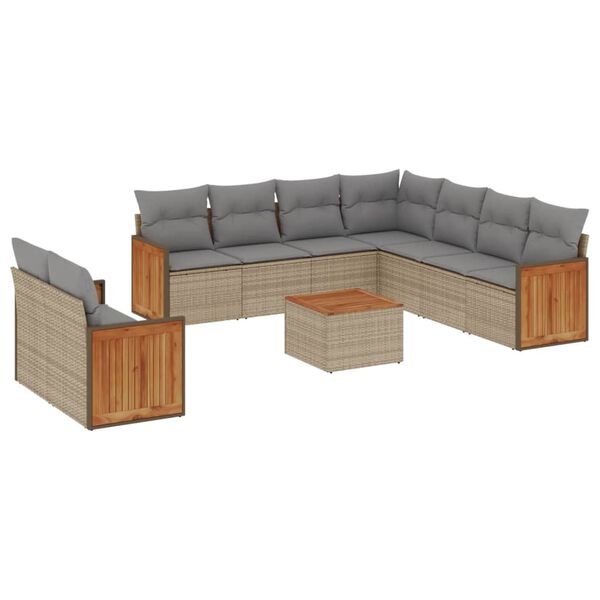 vidaXL Garden Sofa Set Beige, Light Grey