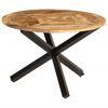 vidaXL Dining Table Rough Mango Wood, Black Metal Solid Mango Wood, Metal