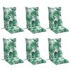 vidaXL Highback Chair Cushion Set of 6 Green with leaf pattern