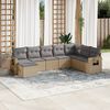 vidaXL Garden Sofa Set Beige Poly Rattan 8 Piece Set Foldable