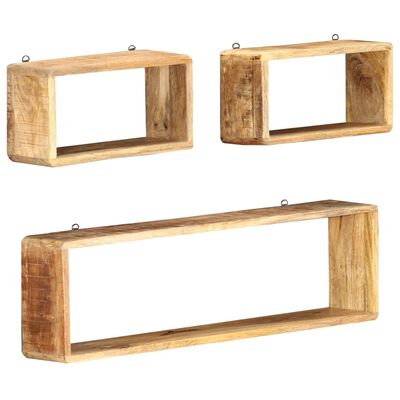 vidaXL 3 Piece Wall Cube Shelf Set Solid Wood Mango