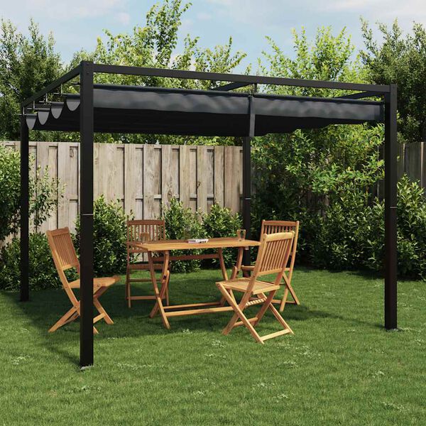 vidaXL Garden Gazebo Anthracite Steel Large Retractable Gazebo